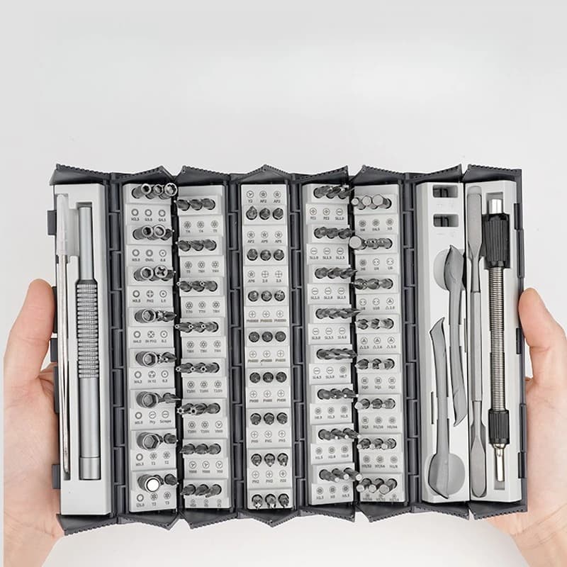 Set di Cacciaviti a Cilindro 128 in 1 con Punte Speciali Esagonali in Acciaio S2, Kit Portatile per Riparazioni Domestiche