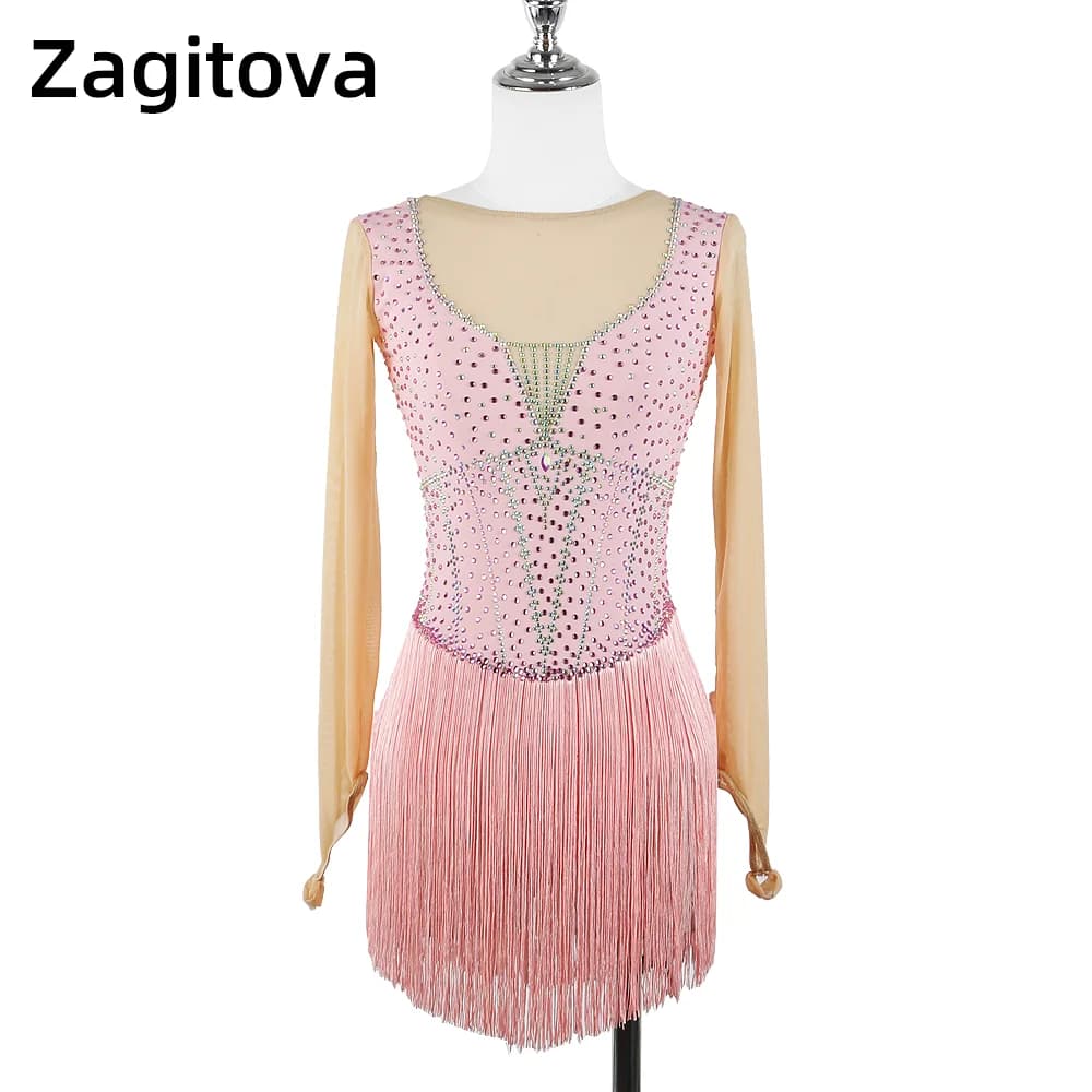 Zagitova Abito da pattinaggio di figura personalizzato Gonna da pattinaggio su ghiaccio per ragazze da donna Concorso di prestazioni Splendida gonna a rete con diamanti lucidi