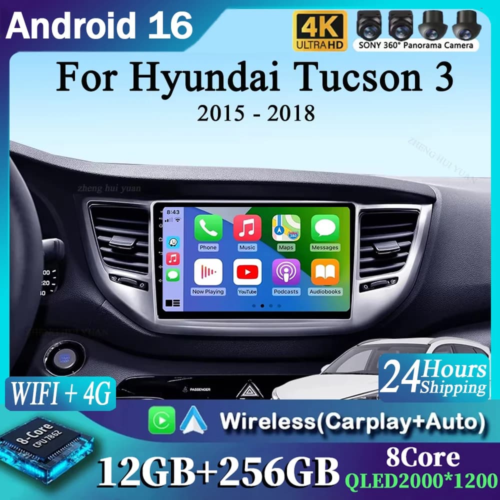 For Hyundai Tucson 3 2015 - 2018 Android 16 Car Radio Multimidia Video Player WIFI+4G 2din Navigation GPS Head Unit Stereo