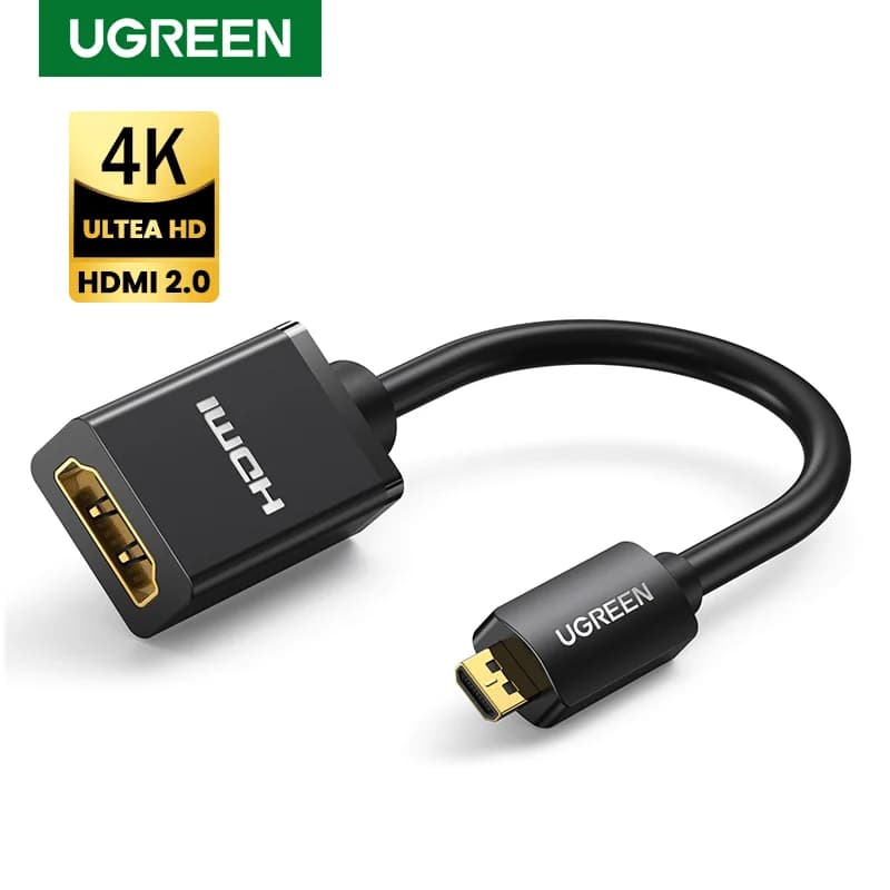 Adapter compatible with Micro HDMI UGREEN Converter Micro male-female cable connector 4K /60Hz for Raspberry Pi 4 GoPro Micro
