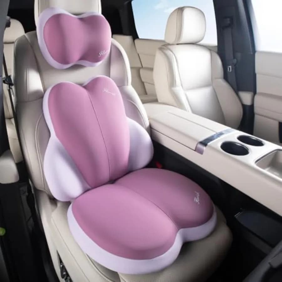 Set di 3 Cuscini per Sedile Auto, Supporto Lombare in Memory Foam Ultra Spesso, Cuscino Posteriore Viola per Alleviare la Pressione