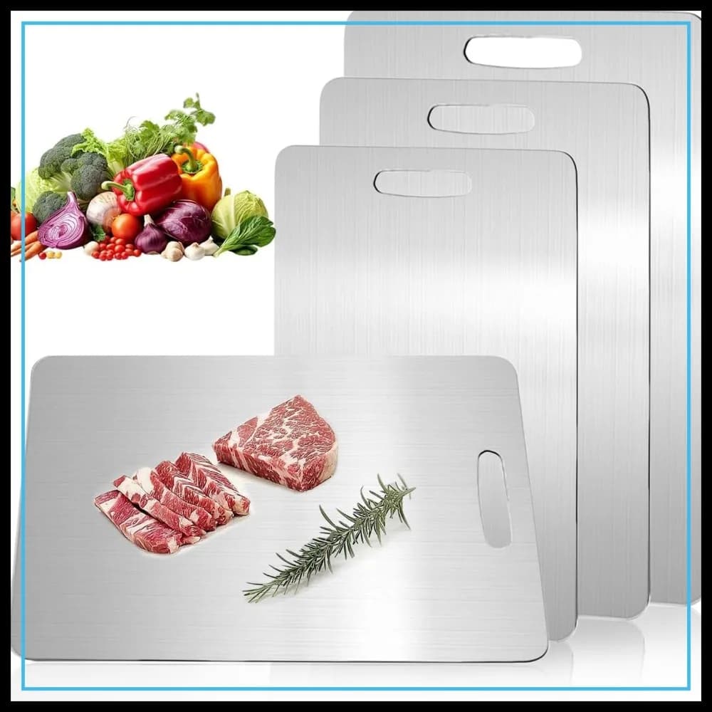 Taglieri in Titanio per Cucina, Non Tossici, a Doppio Lato, Facili da Pulire e Conservare, Set da 3 (M, L, XL)
