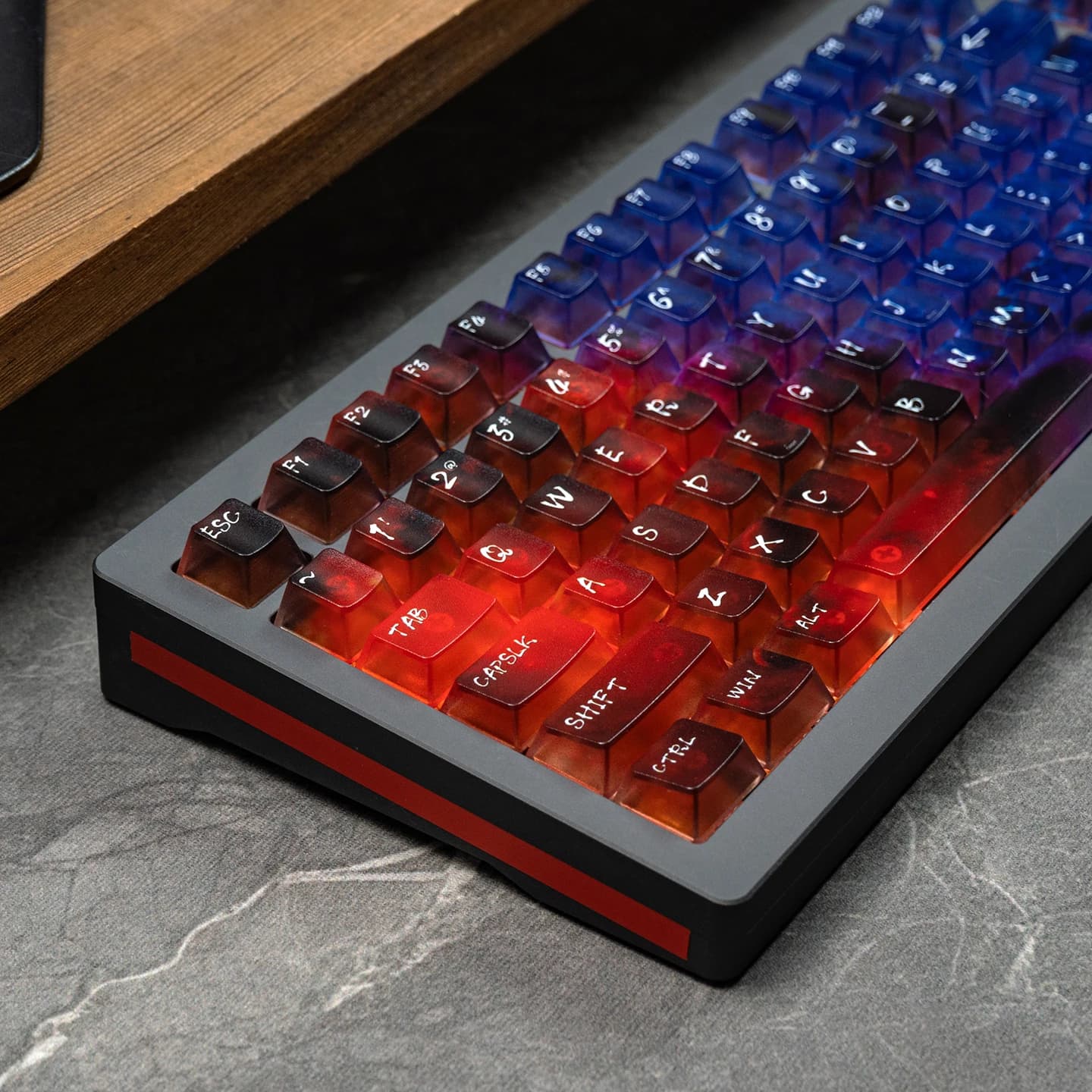 Cappucci per tastiera meccanica trasparenti opachi satinati per PC con gradiente al neon rosso blu 119 tasti Copritasti traslucidi con profilo Cherry