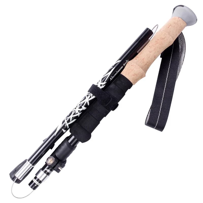 Aluminum Alloy Trekking Sticks - Light and foldable trekking poles with cork and EVA foam grips and fast adjustable tipping locks