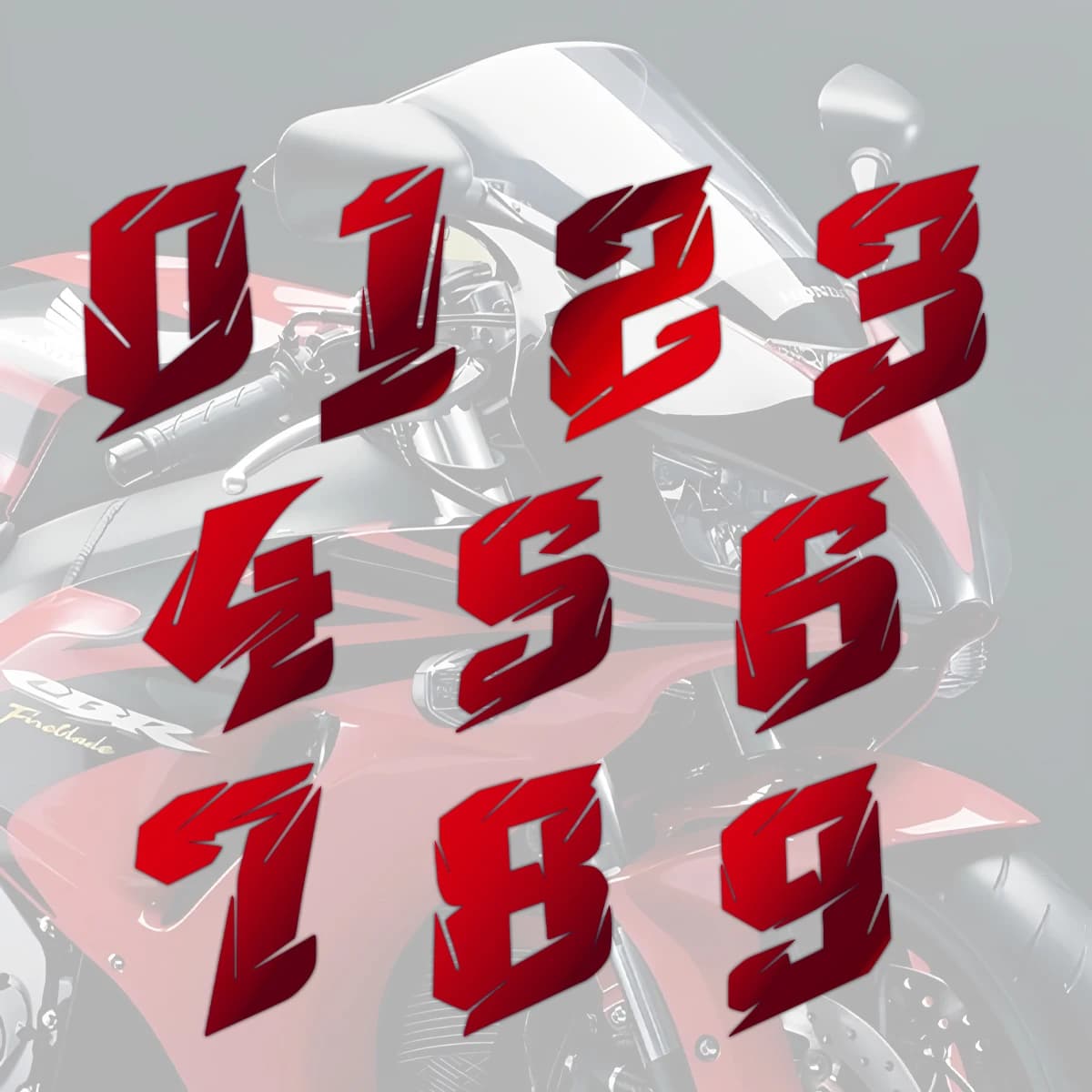 2 pezzi di numeri arabi laser rossi adesivi per moto fai da te rimontare moto corpo casco parabrezza serbatoio carburante decorazione in vinile accessori decalcomanie