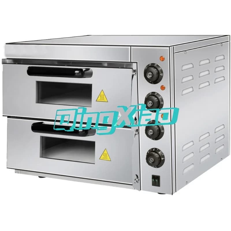 Forno Elettrico Professionale per Pizza a Singolo/Doppio Strato in Acciaio Inox ad Alta Potenza con Lastra in Pietra e Timer