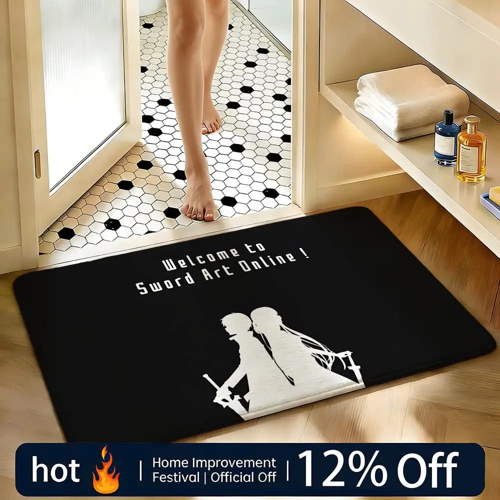 Tappeto Morbido Assorbente Antiscivolo Anime Sword Art Online, Tappetino Decorativo per Casa, Zerbino, Tappeto per Camera da Letto, Tappeto per Doccia