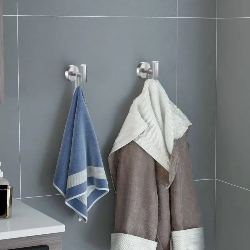 Gancio a ventosa in acciaio inossidabile non perforato, gancio appendiabiti da parete per bagno, gancio singolo adesivo resistente
