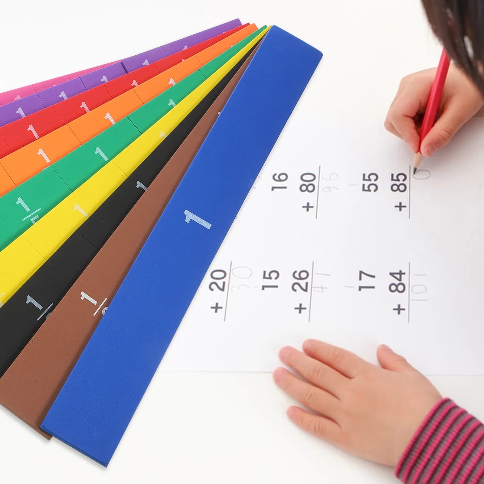 Set di 1 Strumento Didattico per la Matematica: Tessere Magnetiche per Frazioni di Grandi Dimensioni, Strisce Colorate per Frazioni, Gioco Educativo per Studenti, Aritmetica
