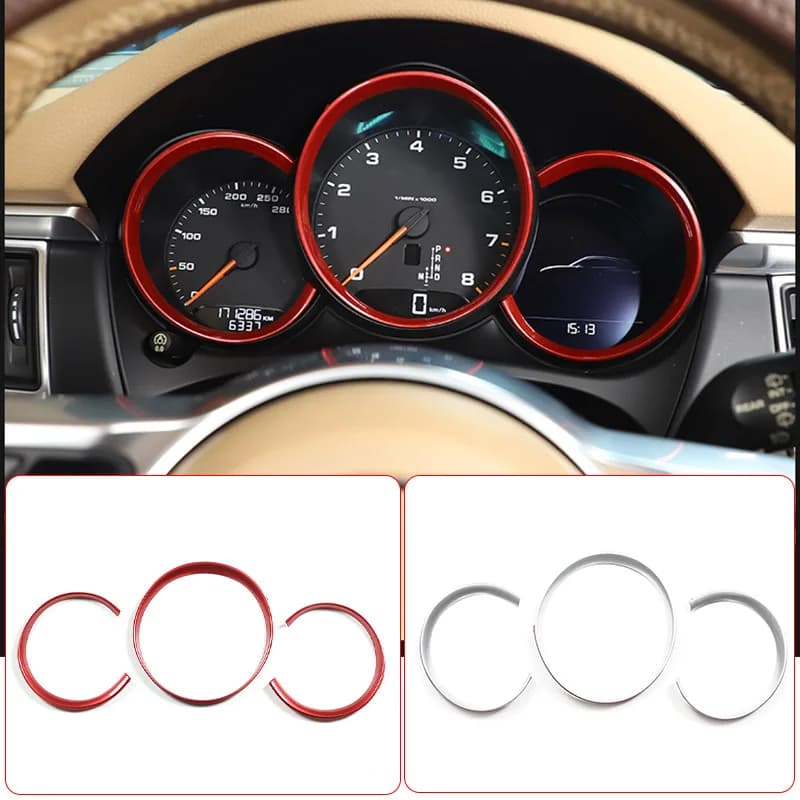 Per Porsche Macan 2014-2022, Cornice Decorativa Rossa in ABS per Cruscotto Anteriore, Anello Decorativo per Quadrante, Finitura Styling per Cayenne Panamera Cayman