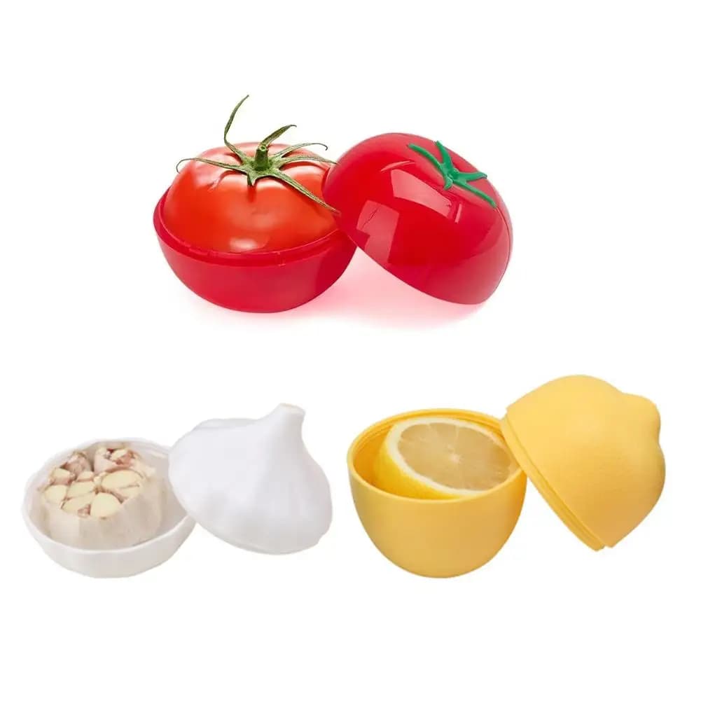 Food Box Plastic Sealed Creative Organizer Crisper Vegetable Containers Garlic Tomato Lemon Fresh Storage Kitchen Tool