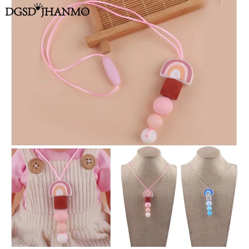 Massaggiagengive per bambini Perline in silicone per uso alimentare Collana per mamma che allatta Regalo per bambini Ciondolo da masticare per gomma da bambino senza BPA Accessori Giocattoli