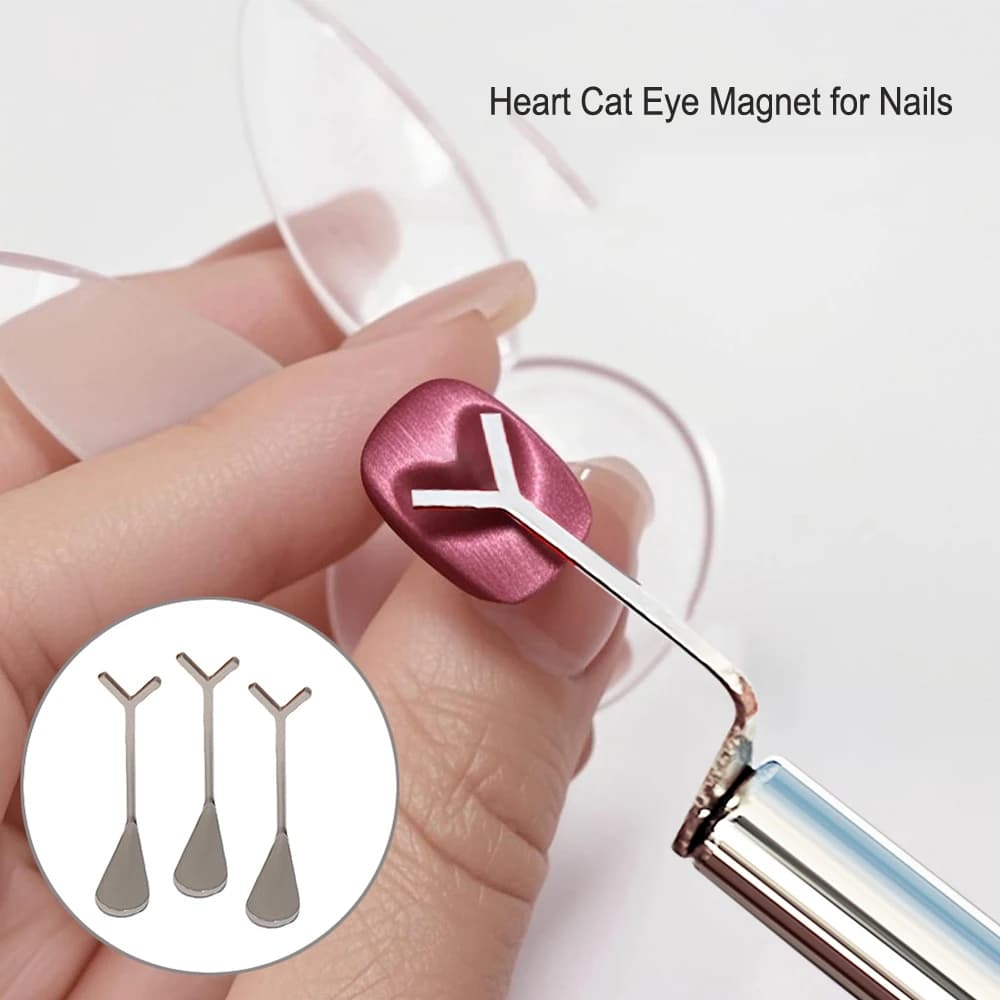 2/3 pezzi set di magneti per unghie a forma di Y a forma di Y, bastoncino magnetico a cilindro per creare occhi di gatto francesi a forma di amore sulle unghie strumenti per manicure