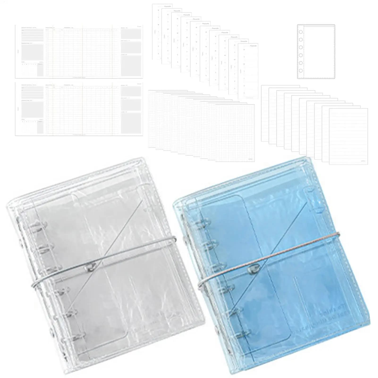 Ins A7 Refillable Notebook Tri-Fold PVC Loose Leaf Notebook Transparent simple Style Clear Accordion Journal For Students