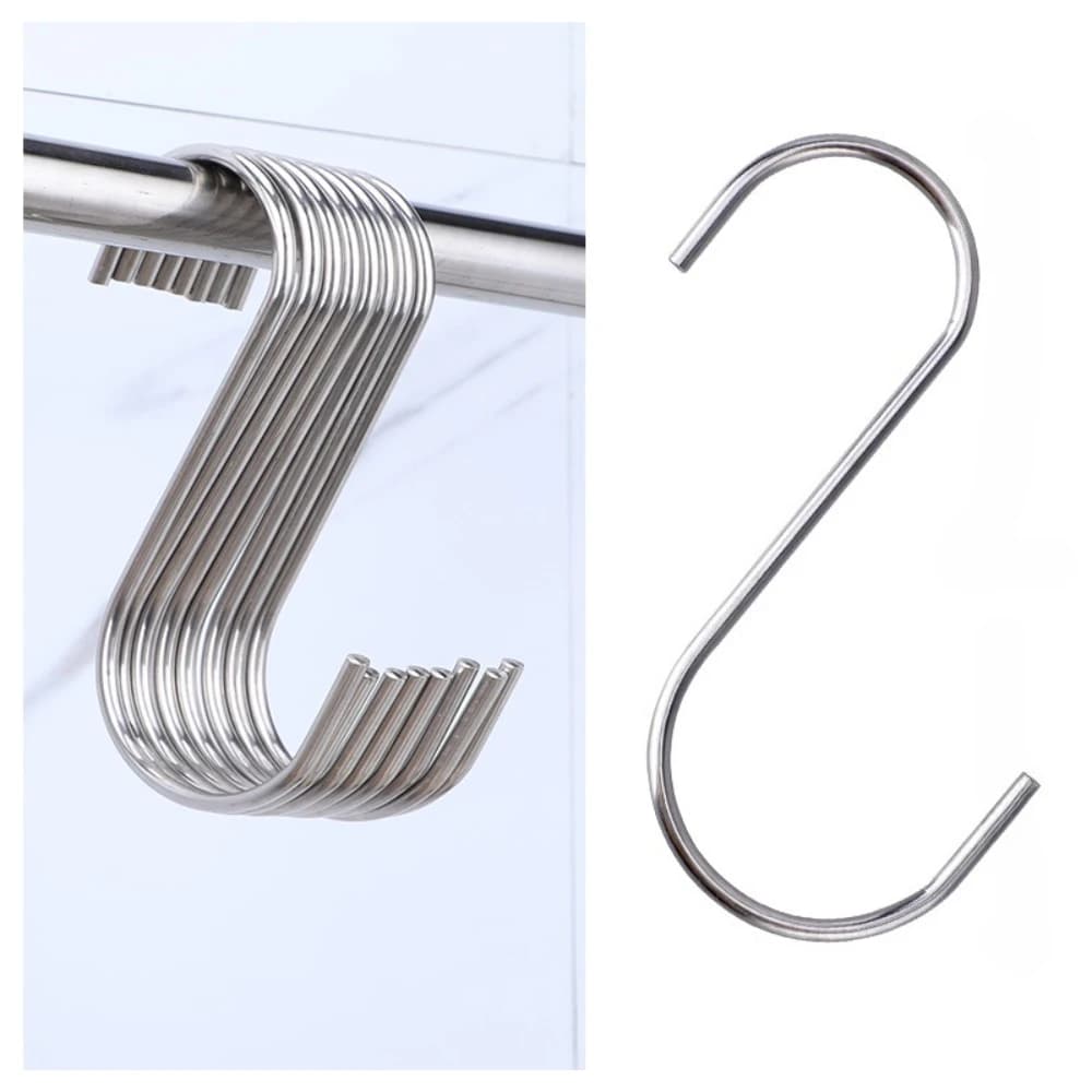 Stainless Steel S Shaped Hooks Multifunctional Metal Hanging Hooks for Kitchen Bathroom Clothes Storage Organizer Hanger