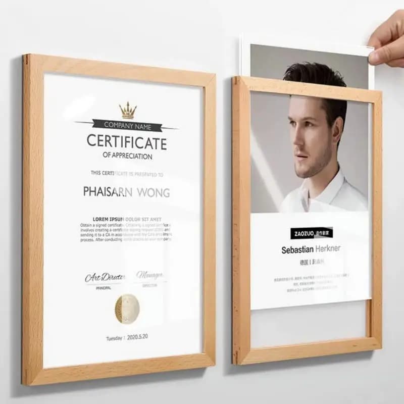 Self-adhesive Display Frames For Wall Art A3 Picture Frame For Poster Display Board A5 Wooden Frame A4 Certificate Holder
