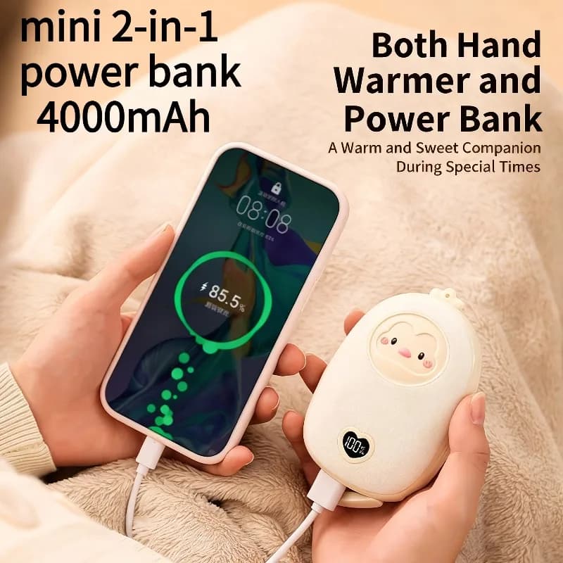 Banca di energia elettrica portatile 2in1 e scaldamani, caricatore per mani e telefono, riscaldatore a bassa tensione (meno di 36 V) per climi freddi, smartphone