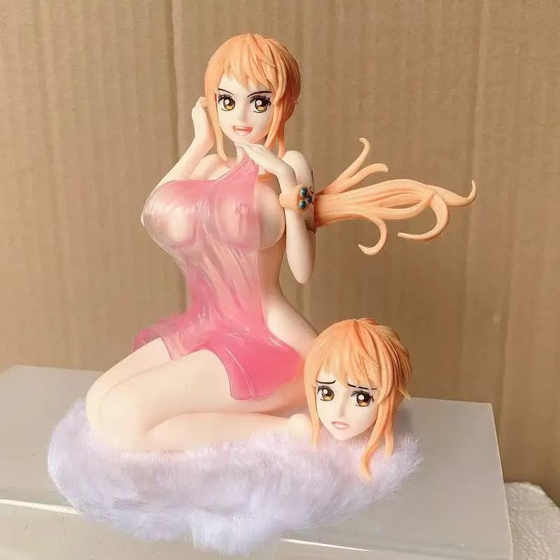 Statuetta Anime di Nami in Accappatoio, 15cm, Figurina Artigianale di Bella Ragazza, Decorazione da Scrivania, Ornamento, Regalo
