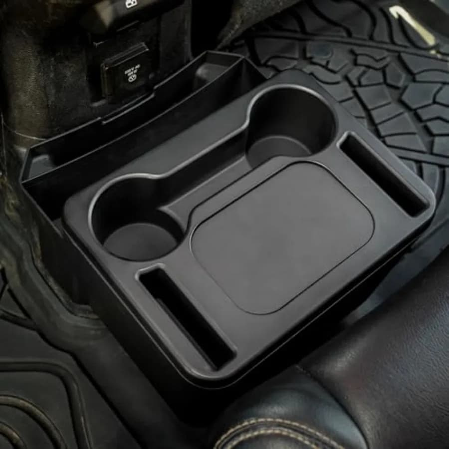 Cestino portaoggetti con portabicchieri per Wrangler JL JLU e Gladiator JT, grande organizer posteriore con portabicchieri e porta telefono