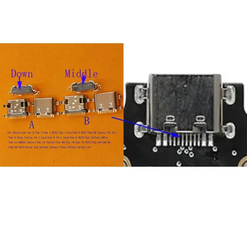 10-50Pcs USB Charging Charger Dock Connector Plug For Blackview Pad 70 15 18 Tab 60 80 90 6 7 9 WIFI 10 Pro 11 8E 8 Kids Tablet
