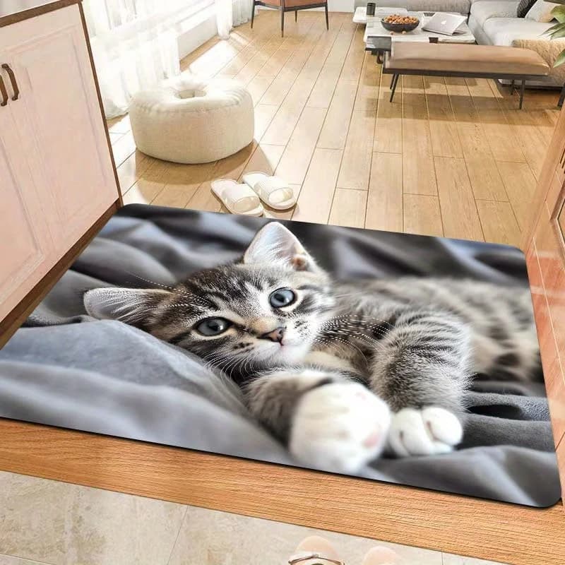 Simpatico gattino e gatto Tappetino di benvenuto Zerbino per gatti Arredamento per il bagno Tappetino Accessorio per ingresso Tappeto Casa Soggiorno Tappeti Cucina