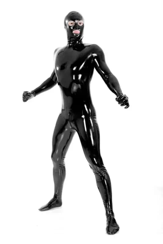 Tuta in Latex Puro con Cappuccio, Guanti e Piedi, Uniforme per Halloween, Costume per Ballo in Maschera, 0,4mm