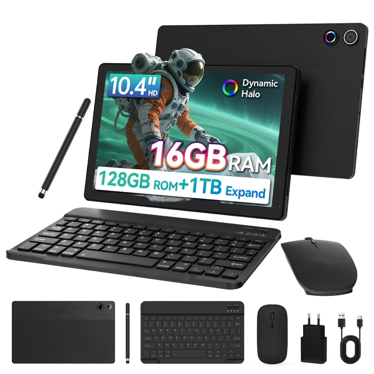 Tablet Android 15 from 10.4 Inches, Octa-Core Processor, 16GB RAM, 128GB ROM, Expandable with TF Card up to 1TB, WiFi 5G/2.4G, Camera 5MP+8MP, Bundle Tablet