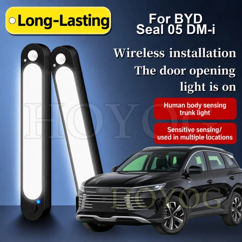 For BYD Seal 05 DM-i 2025-2026 Car Boot Light LED Lamp Motion Sensor USB Rechargeable Trunk Cargo Light Sedan Interior Cabin