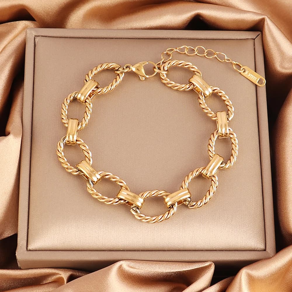 Bracciale irregolare in acciaio inossidabile 316L per donna Braccialetti a catena geometrica punk Regalo di gioielli da uomo