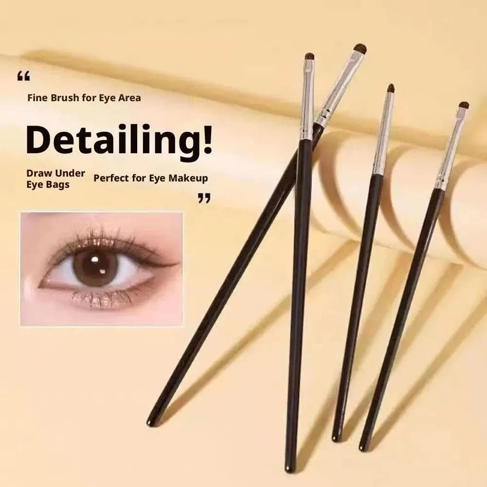 Set di 4 Pennelli Dettaglio per Trucco Occhi, con Setole Morbide, per Sopracciglia, Eyeliner, Sfumature, Ombretto, Effetto 'Lying Silkworm' e Strumenti Cosmetici per Sopracciglia