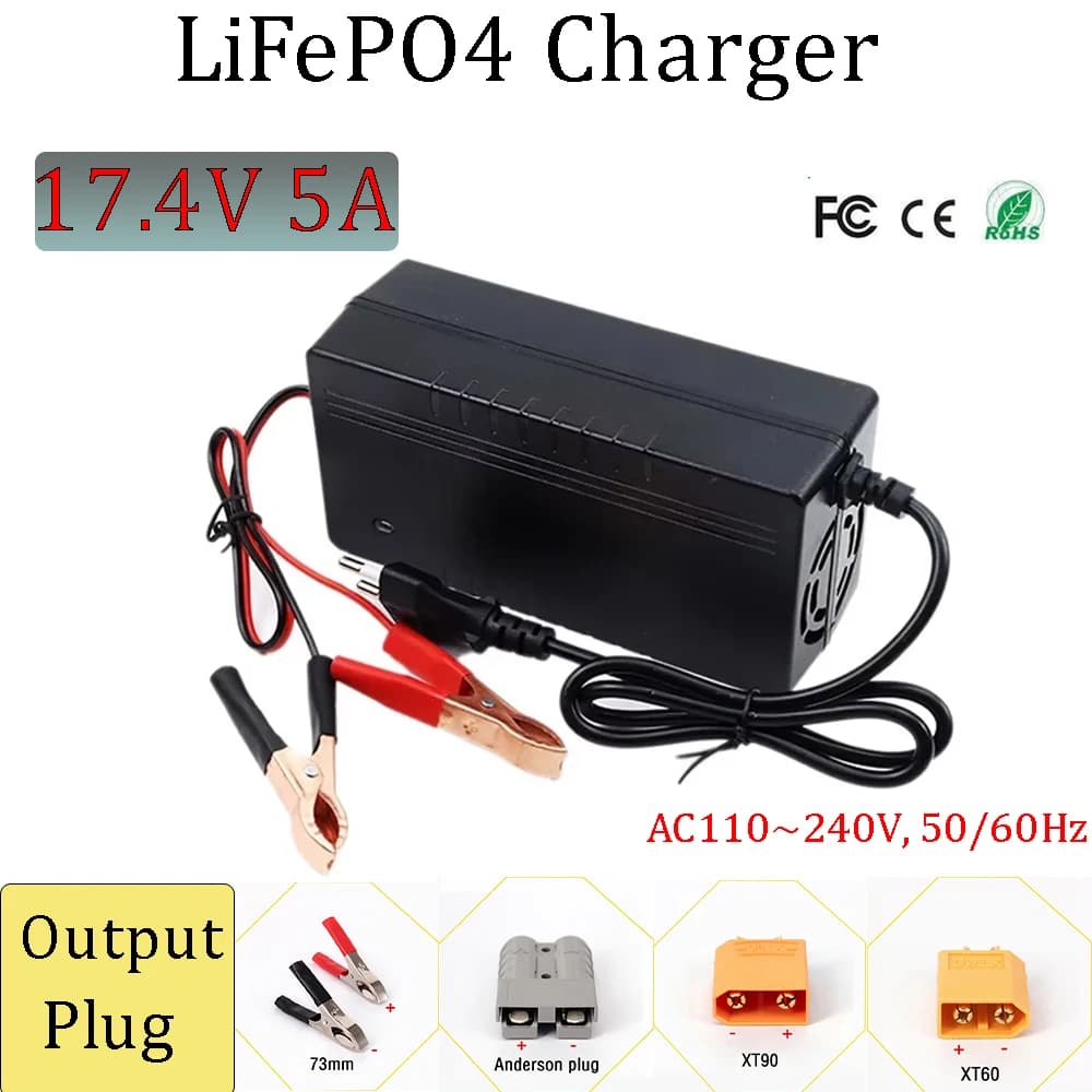 Caricabatterie LTO da 17,4 V 5A 12V 5A 6S 2.3V Batteria al litio titanato AC 110-240V 50Hz 60Hz 10A Ricarica rapida intelligente Spina US/EU/AU/UK