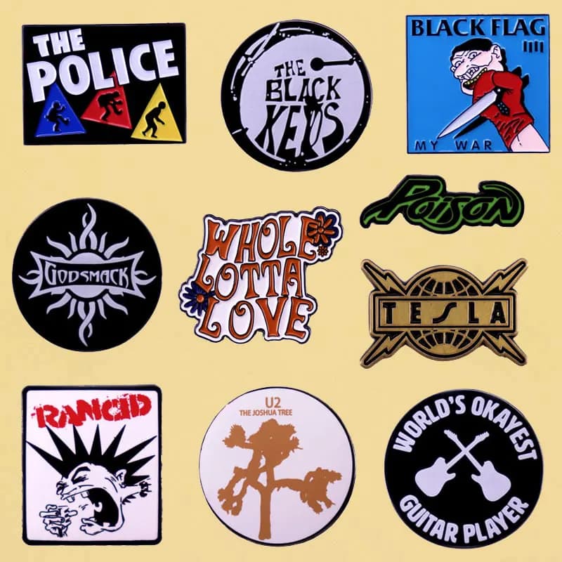 Classico pop musica punk rock band logo distintivo cartone animato spilla in metallo accessori giacca zaino decorare amanti della musica fan regalo raccogliere