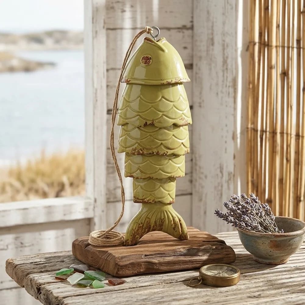 Fish Style Wind Chime Made of Metal for Garden Patio Backyard Indoor Outdoor Decor Feng Shui Prosperity Enhancement