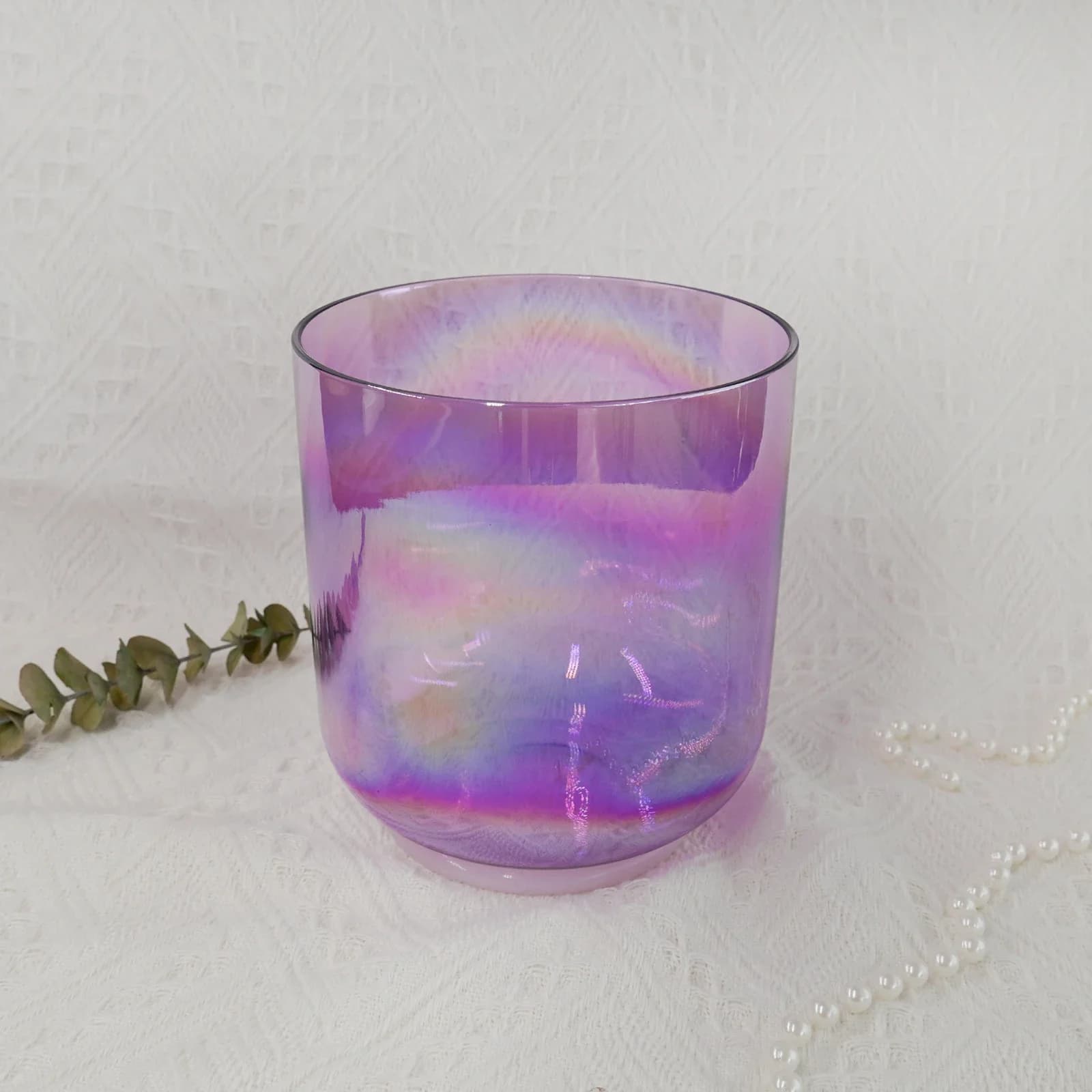 6 Inch Random Note Purple Natural Cosmic Light Alchemy Crystal Singing Bowl for Sound Healing with Free Mallet and O-ring