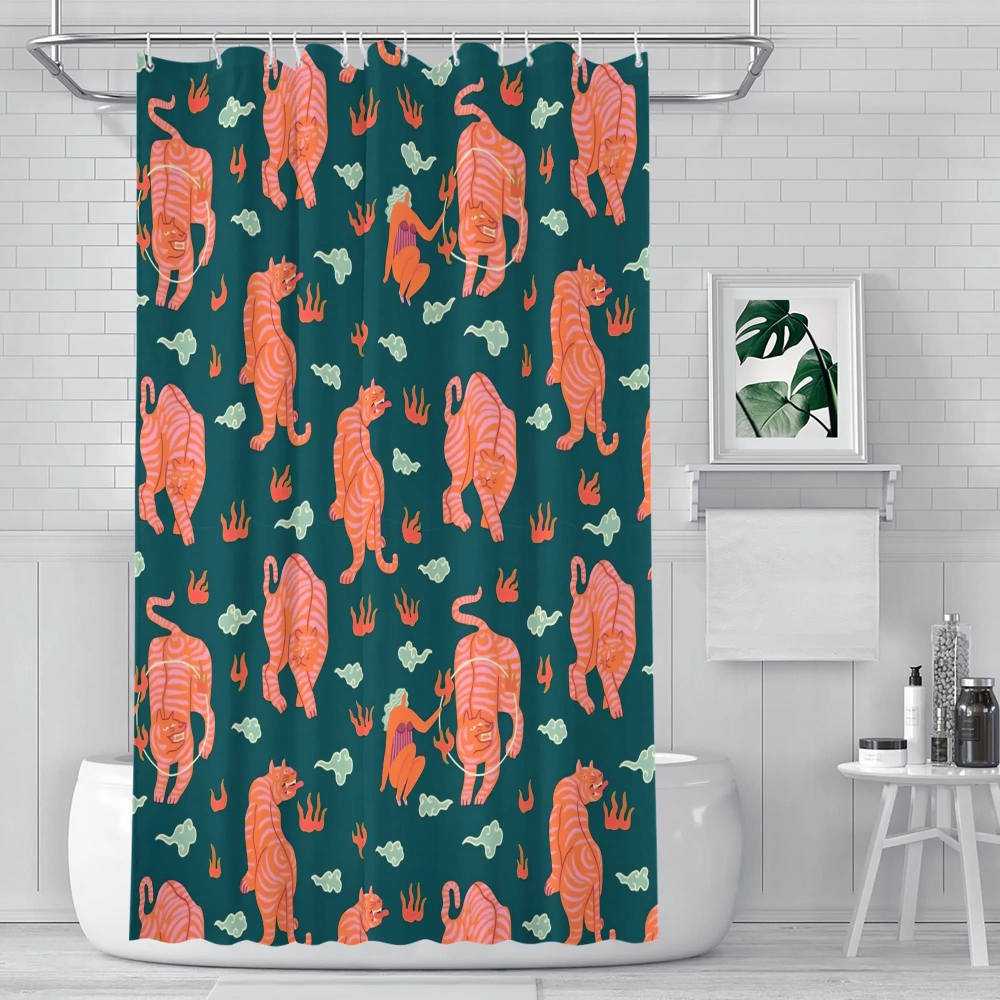 Tropical Jungle Safari Animal Print Shower Curtain Fun Bathroom Decor for Modern Home Bathroom Shower Curtain