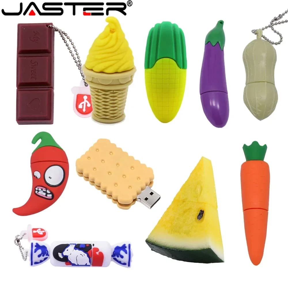 JASTER Cartoon Verdura USB 2.0 Chiavetta USB 64GB Regali di frutta per bambini Memory Stick 32GB Simpatico cioccolato Archiviazione esterna 8GB