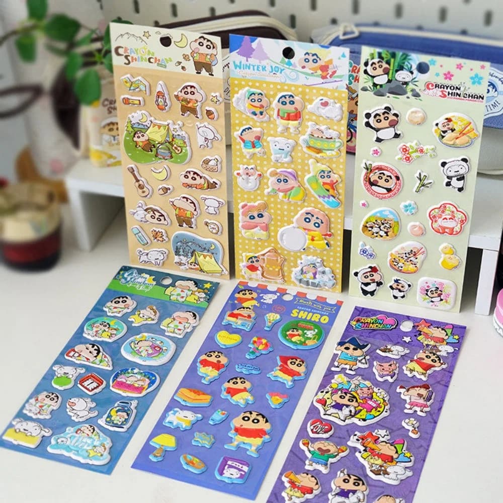 Adesivi 3D Originali Crayon Shin-chan - Decorazioni Divertenti e Carine per Artigianato, Quaderni, Agende, Bottiglie d'Acqua e Cancelleria