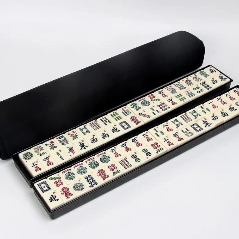 Piastrelle da viaggio per mahjong, dormitorio, passero, mahjong creativo portatile, rosso e nero