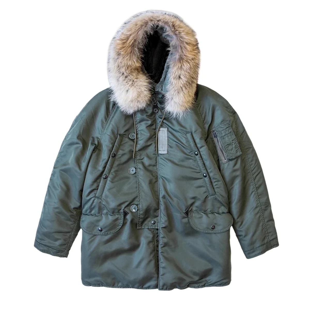 Red Tornado Type N-3B Snorkel Parka Mid Length Insulated Winter Coat with Fur Neck