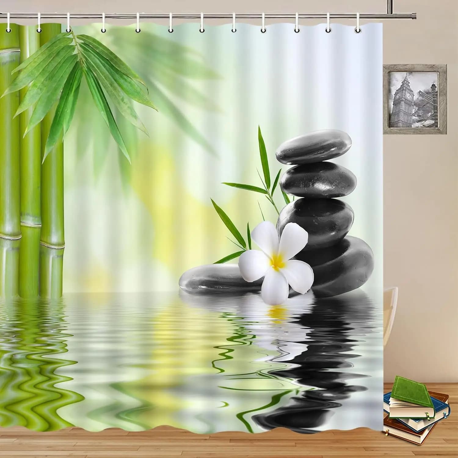Waterproof Bathroom Shower Curtain Zen Tropical Bamboo Nature Spa Decor Curtain Liner for Home Bathroom Accessories