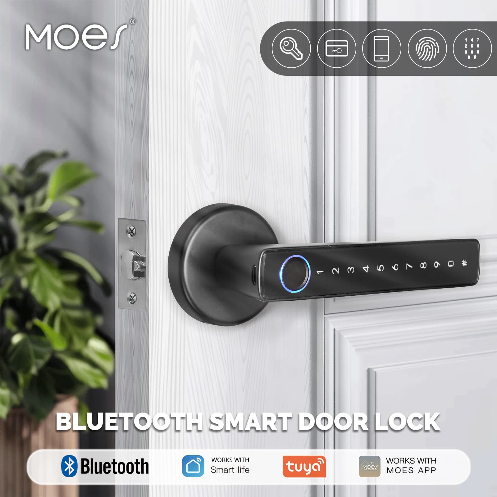MOES Tuya Bluetooth Smart Fingerprint serratura della maniglia della porta Password elettronica APP sblocco remoto Hotel appartamento ufficio noleggio casa