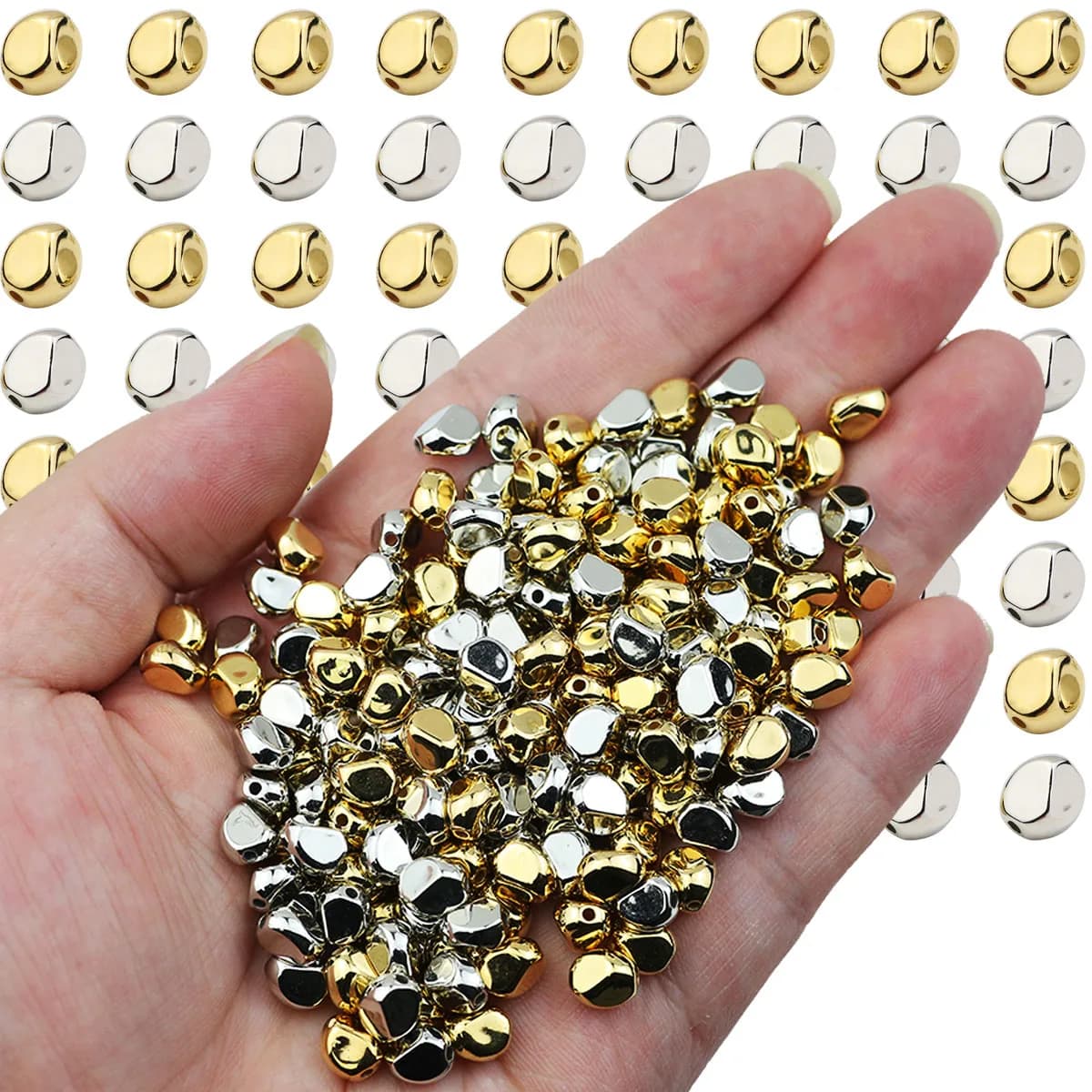 Irregular Shape CCB Material Loose Spacers Beads Golden/Silvery For Jewelry Making DIY Charms Bracelet Accessories 7MM 95-480PCS