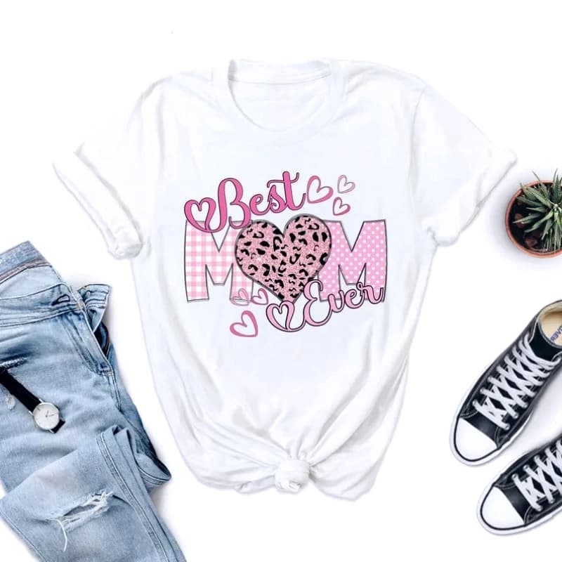 Best Mom Ever Shirt Happy Mother’s Day Gift T-Shirt Women's Graphic Tee Casual y2k vintage Summer Top Short Sleeved Cute clothes