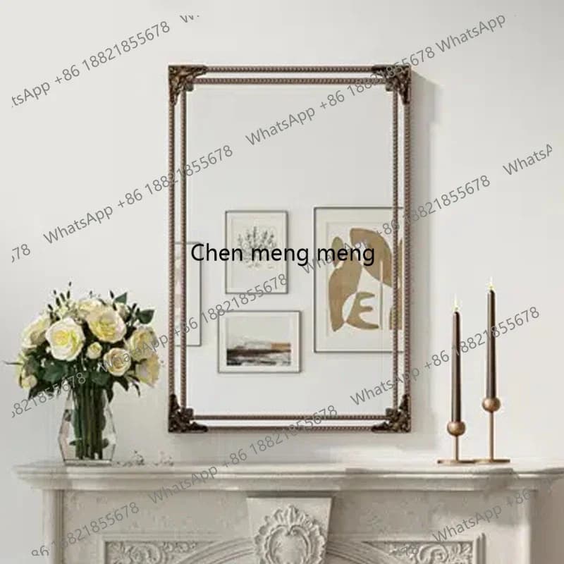 Specchio Vintage Francese Intagliato Quadrato per Trucco, Ingresso, Caminetto, Bagno