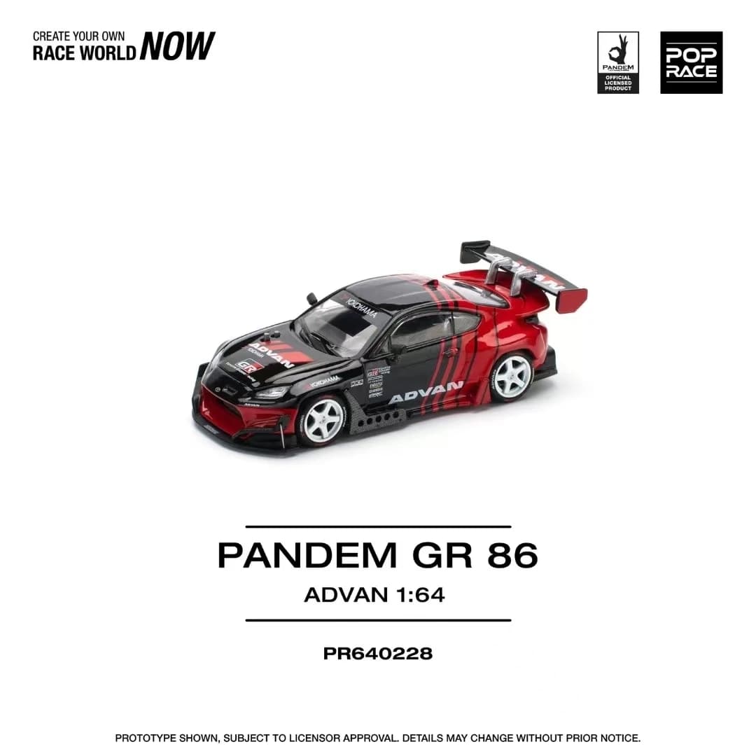 POP Race 1:64 Pandem GR86 ZN8 2022 Rocket Bunny ADVAN Diecast Diorama Car Model Toy