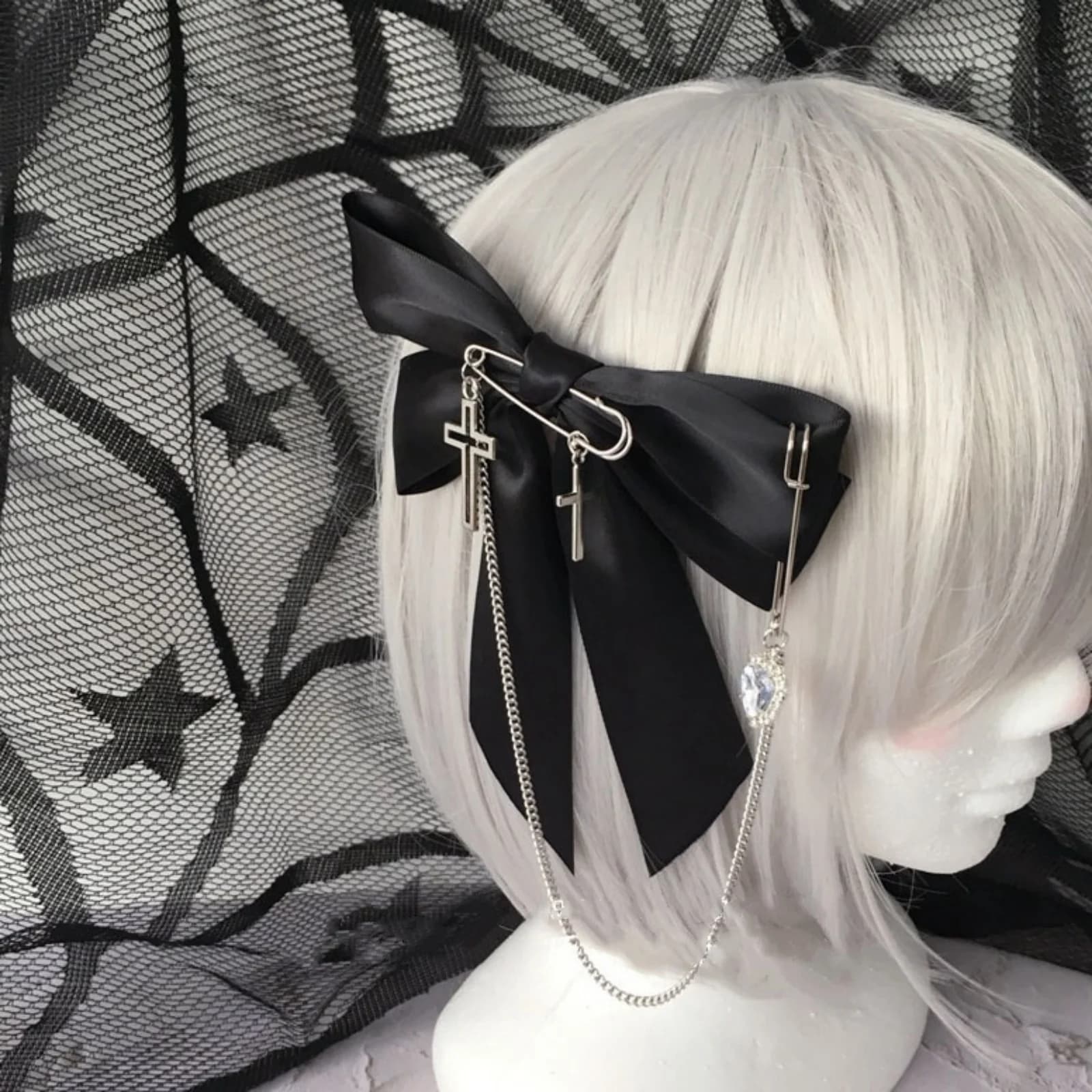 1 piece handmade subcultural niche hair accessory, hair clip with tassel brooch with dark gothic style Y2K