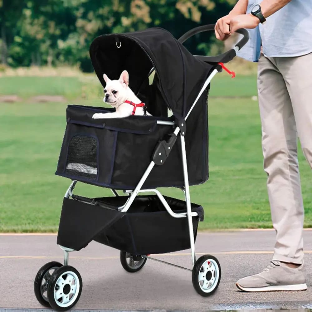 Passeggino per Cani e Gatti - Grande/Piccolo, Trasportino da Viaggio Leggero, Nero