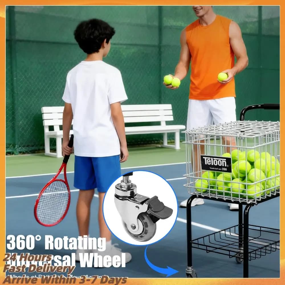 Carrello Portapalle in Metallo per Allenamento, Contiene 350 Palline, Carrello Mobile Portatile in Acciaio per Tennis, Pickleball, Baseball, Softball
