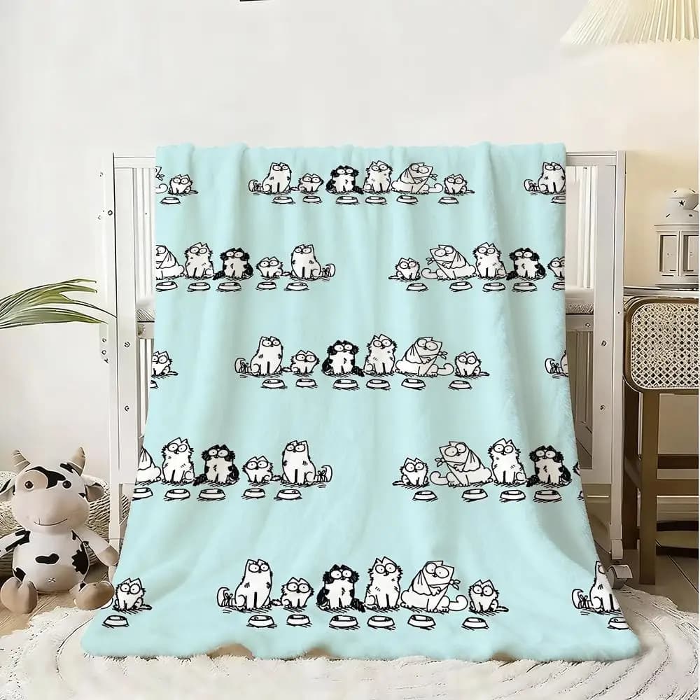 Coperta in Flanella Morbida e Calda per Bambini con Motivo Gatto S-Simons, Antistatica e Lavabile per Tutte le Stagioni