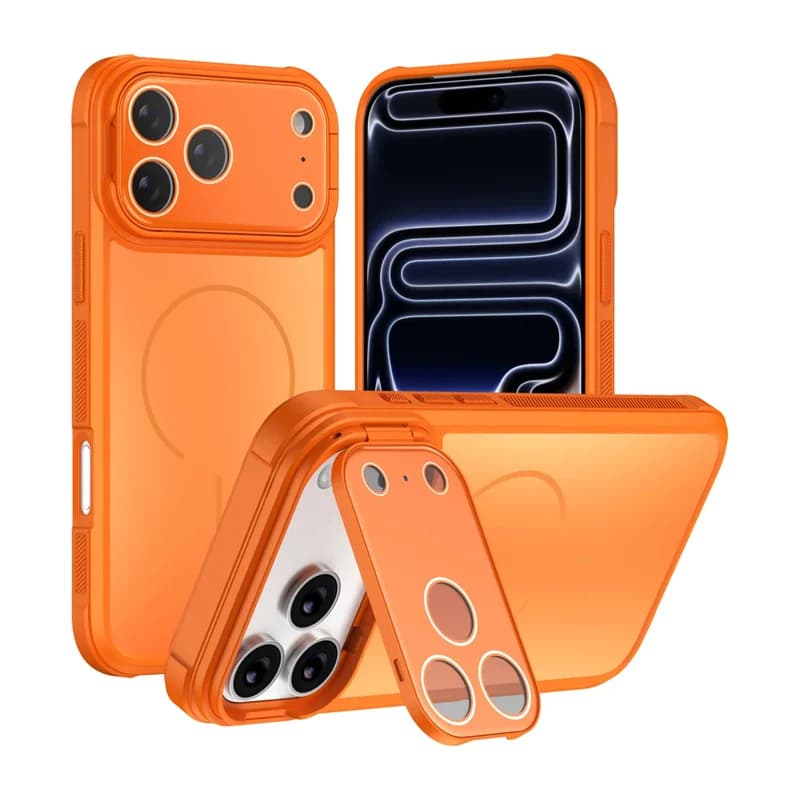 Custodia Magnetica Opaca in Acrilico per iPhone 17 16 15 14 13 12 11 Pro Max Plus 17 Air con Supporto Lente Antiurto Compatibile con MagSafe